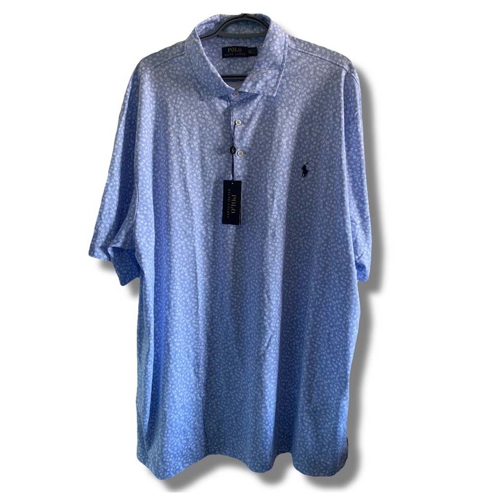NWT Polo Ralph Lauren Floral Print Light Blue Polo 2XL(Tall)
